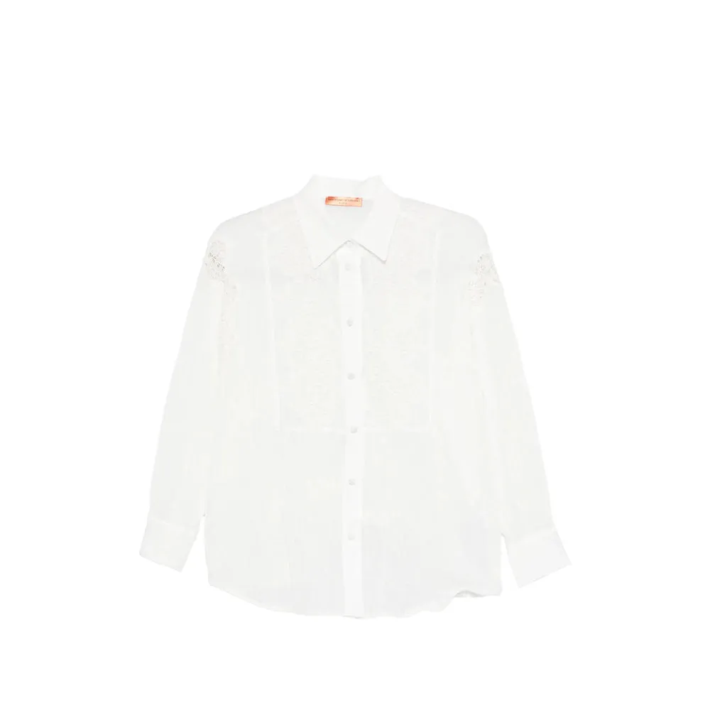 Shirt with Lace Detail, White sold by Lord & Taylor