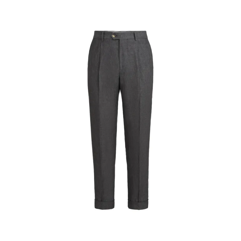 Trousers Linen Grey made by Brunello Cucinelli