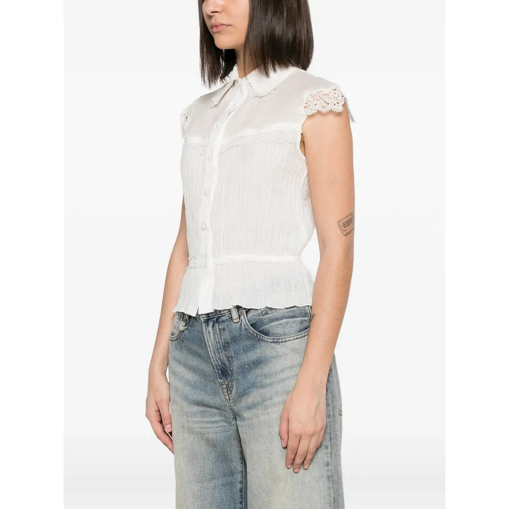 Shirt with Lace Trim, White sold by Lord & Taylor product image thumbnail 4