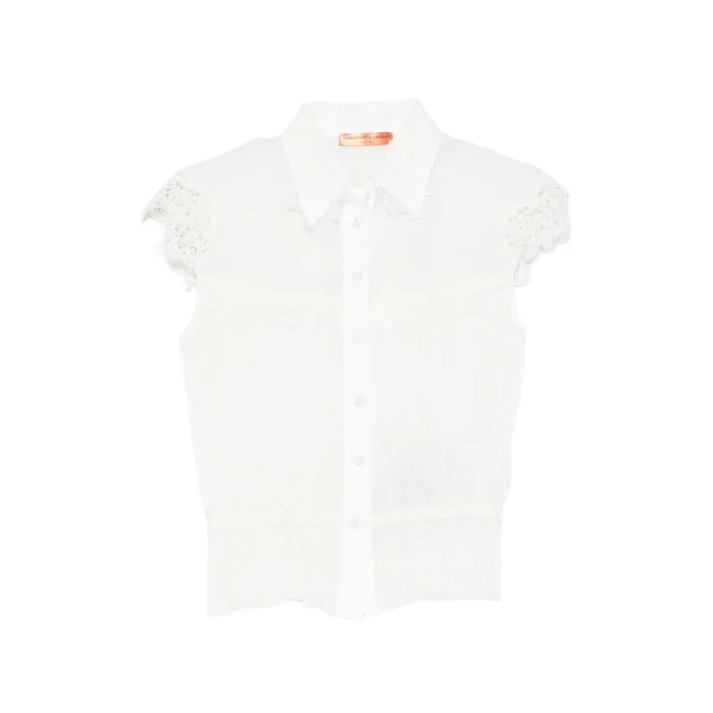 Shirt with Lace Trim, White made by Ermanno Scervino