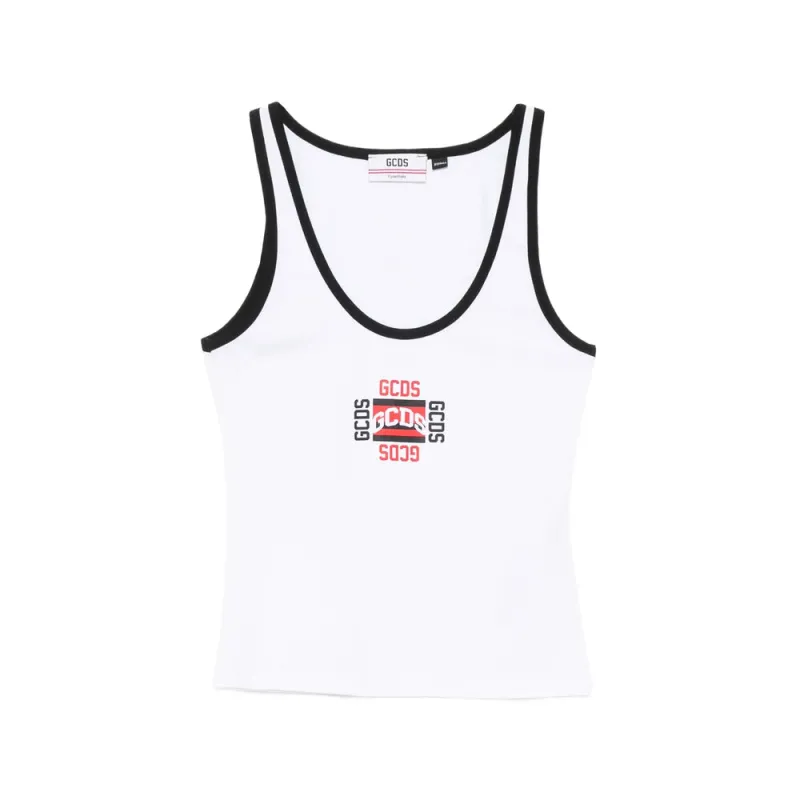 Top Scoop-Neck Sleeveless White made by GCDS