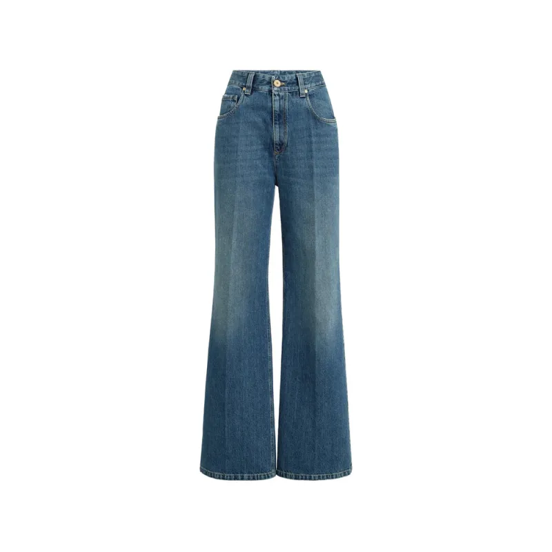 Wide-Leg Jeans Blue made by Brunello Cucinelli