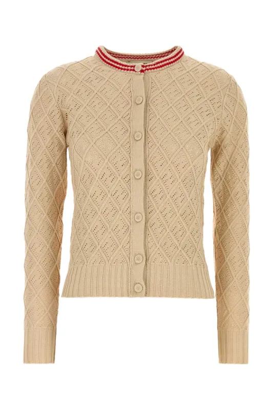 BEIGE COTTON CARDIGAN made by Fendi