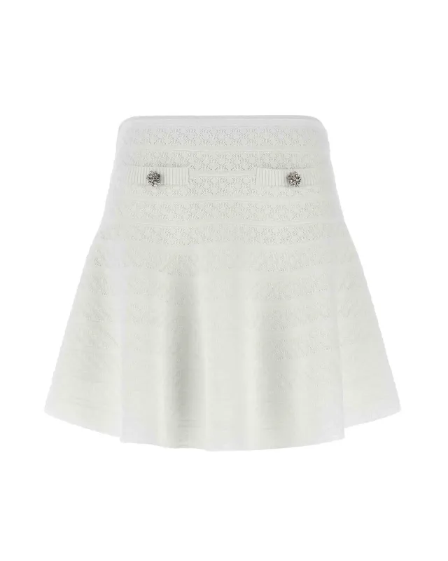 Mini Skirt Pointelle White made by Self-Portrait