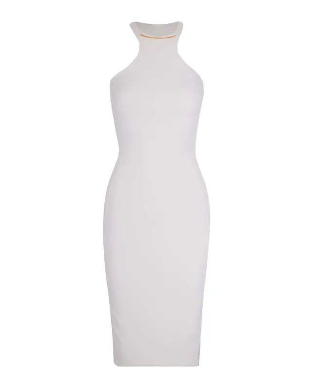 Longuette Dress Ivory with Gold Detail made by Elisabetta Franchi