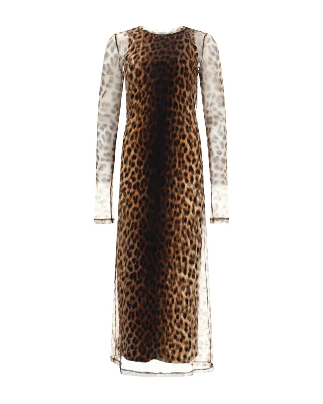 Dress Animal-Print Tulle Brown/Beige made by Sportmax