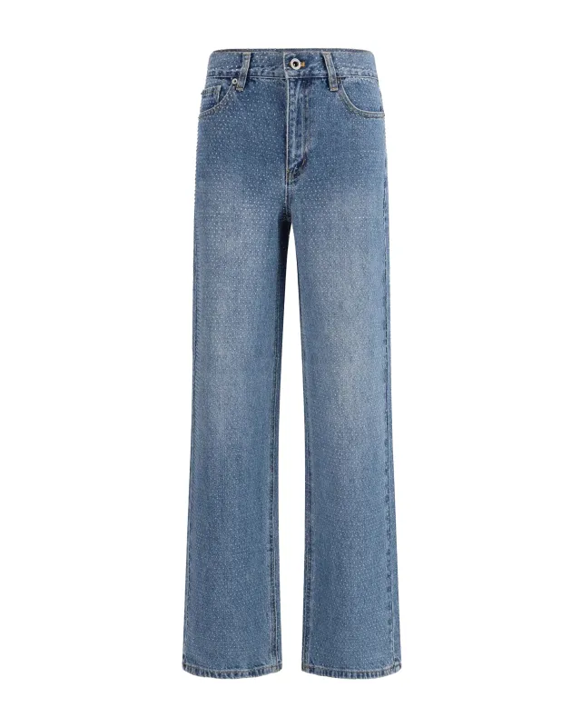 Jeans Straight with Strass, Blue made by Self-Portrait