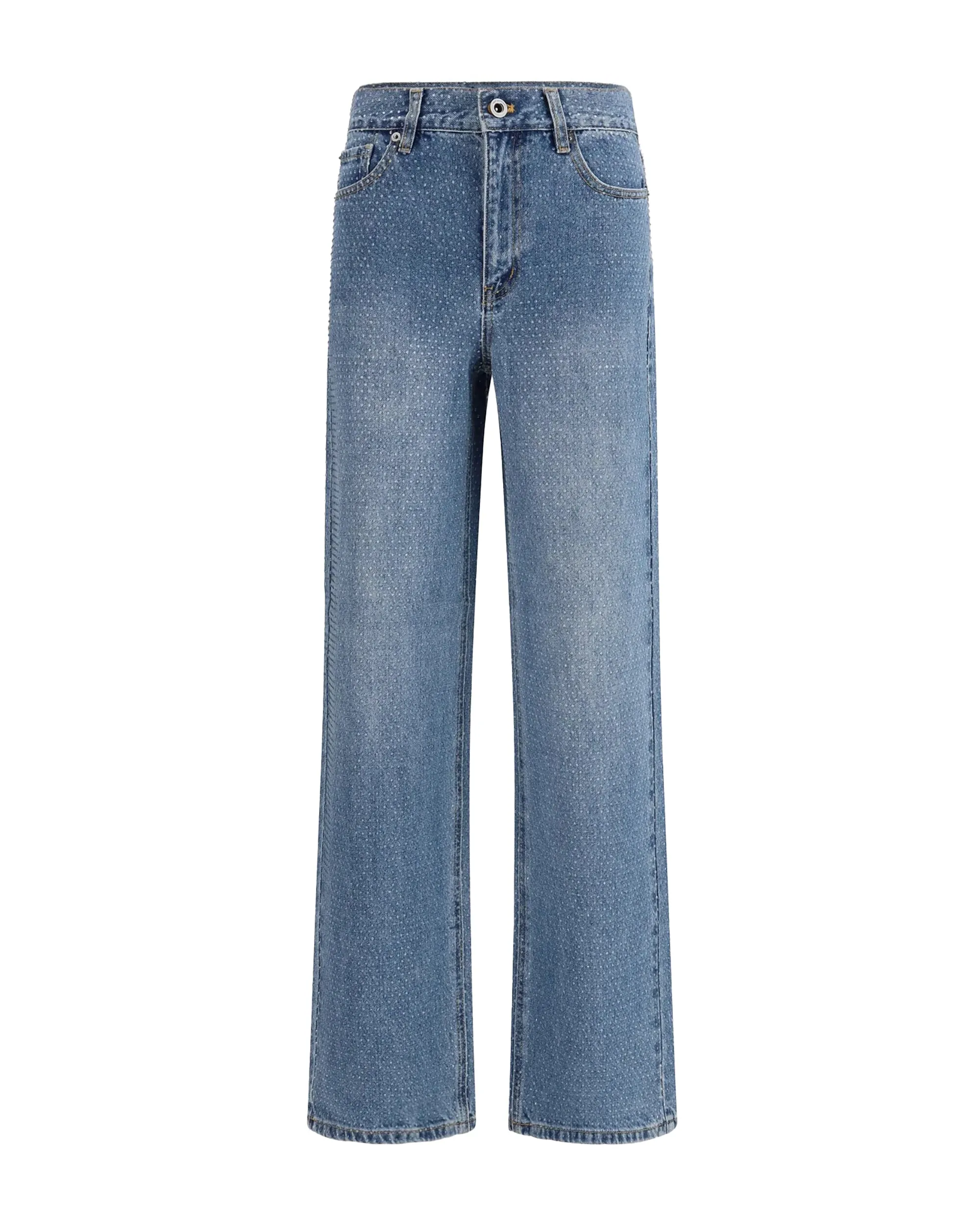 Jeans Straight with Strass, Blue sold by Lord & Taylor