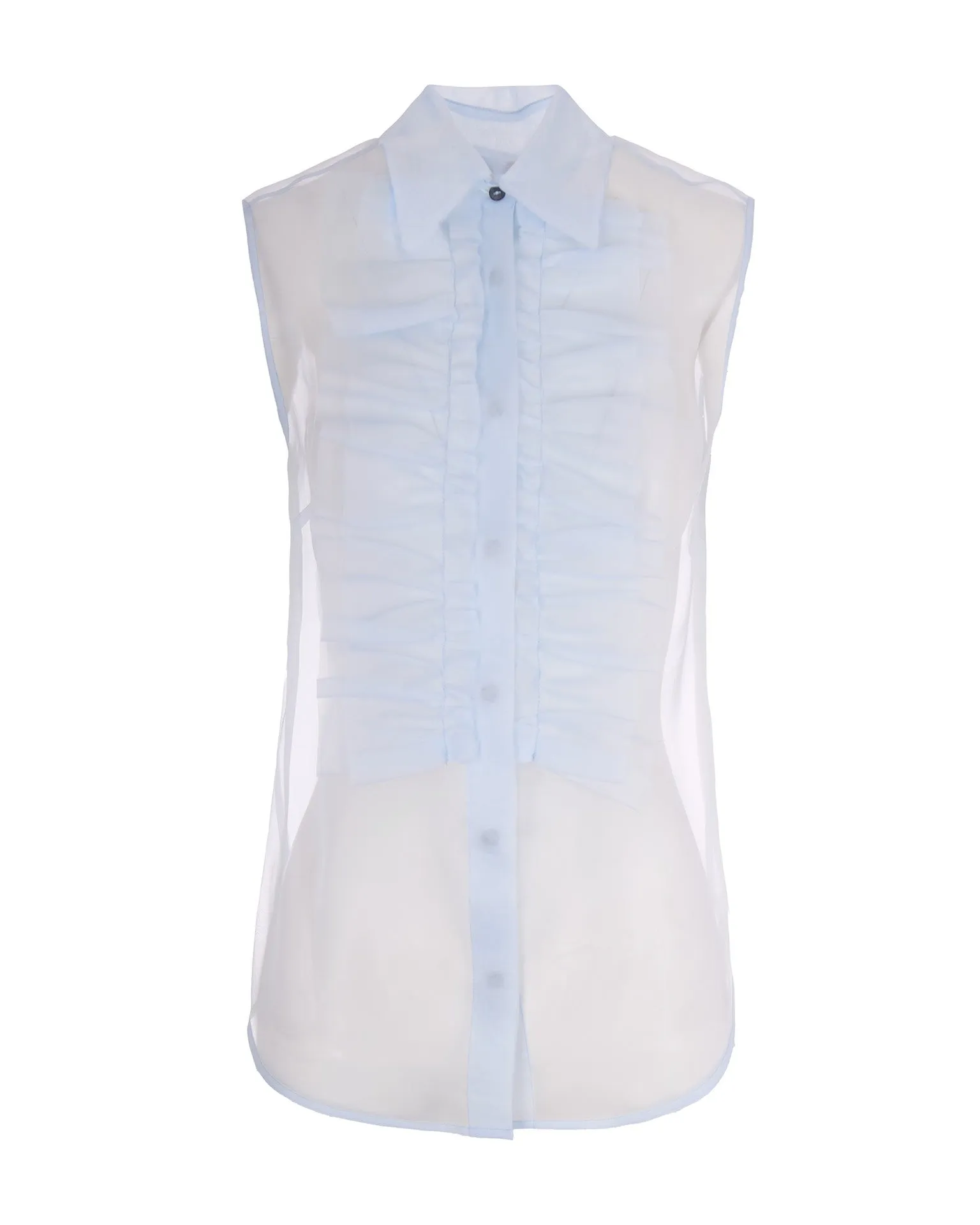 Sheer Ruched Shirt Sky Blue sold by Lord & Taylor