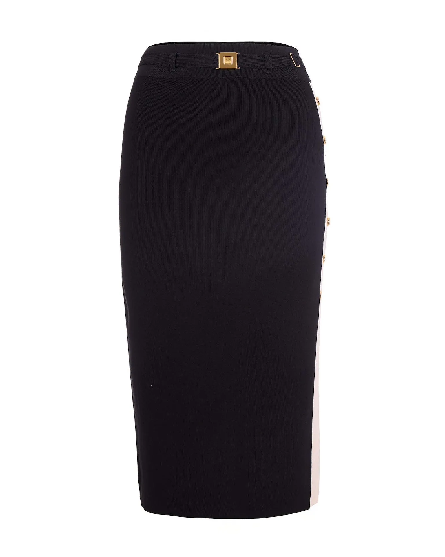 Skirt Knitted Midi With Viscose Bands Black/Butter sold by Lord & Taylor