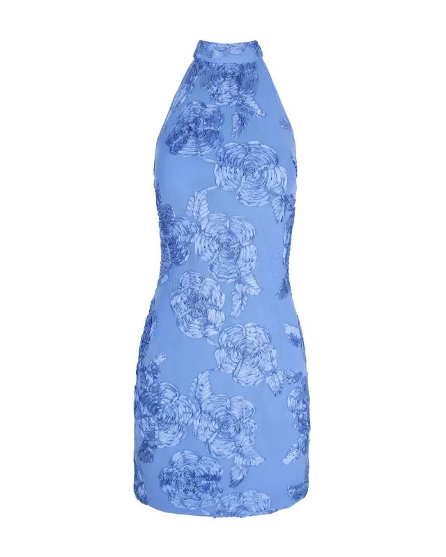 Dress Beaded Halterneck Hydrangea Blue made by ROTATE Birger Christensen