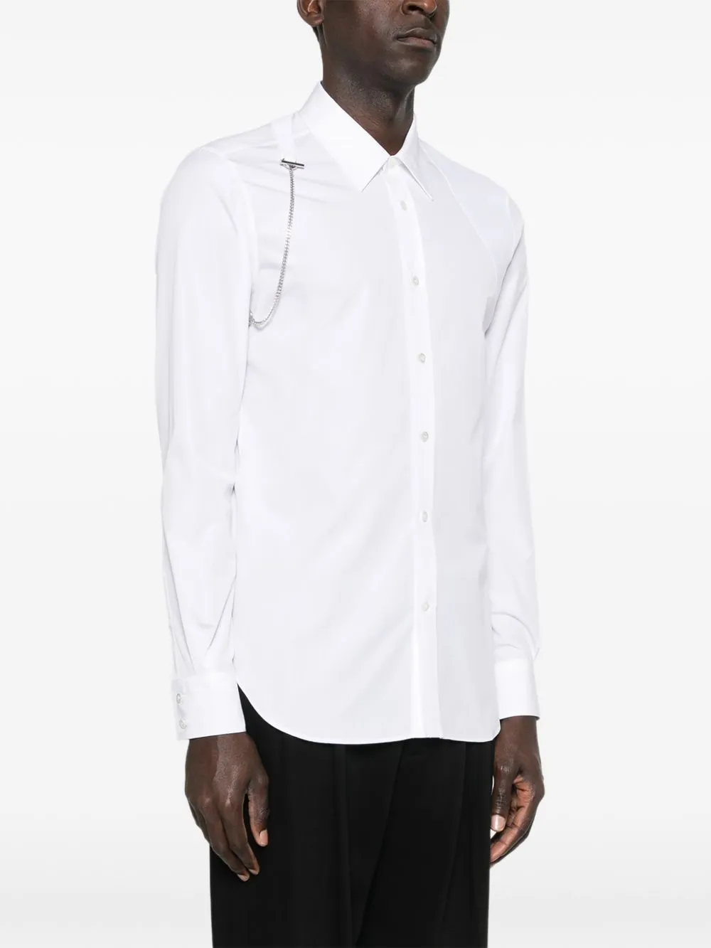 WHITE CHAIN DETAIL BUTTON SHIRT sold by Lord & Taylor product image thumbnail 5