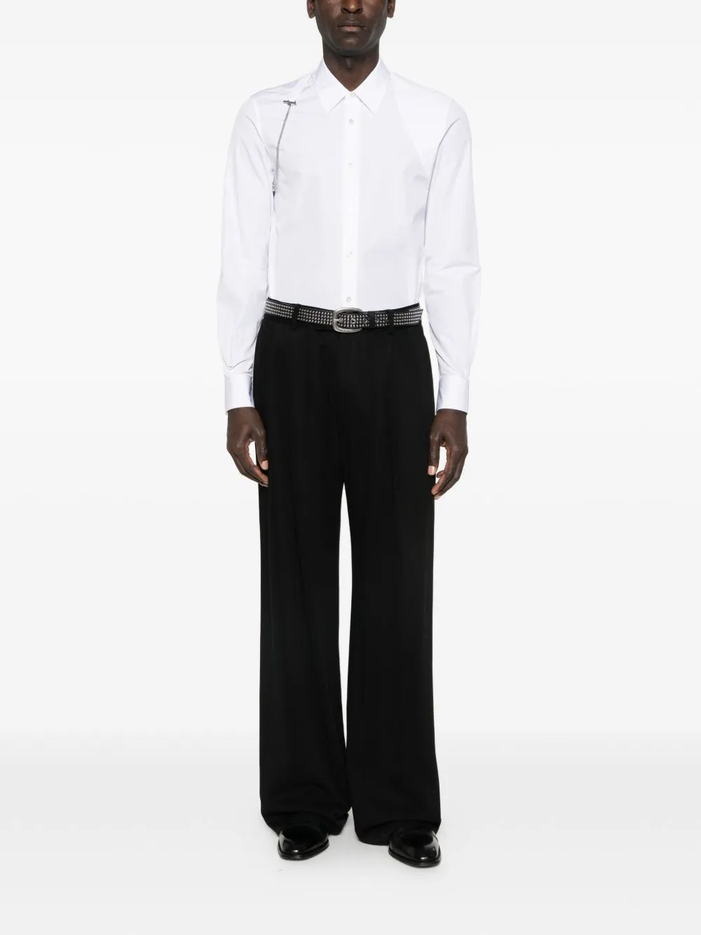 WHITE CHAIN DETAIL BUTTON SHIRT sold by Lord & Taylor product image thumbnail 3