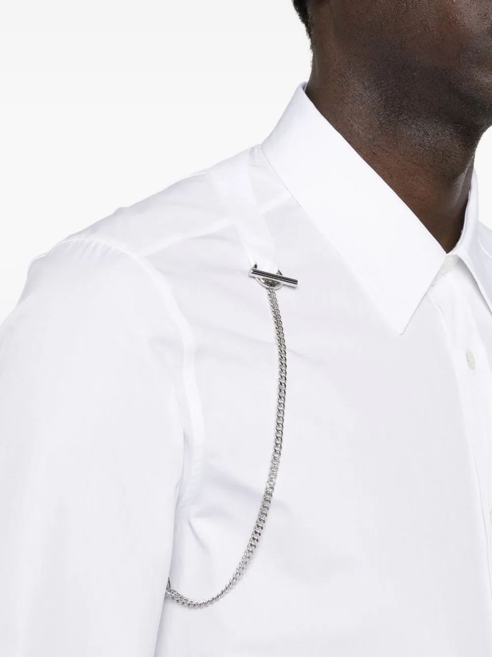 WHITE CHAIN DETAIL BUTTON SHIRT sold by Lord & Taylor product image thumbnail 4
