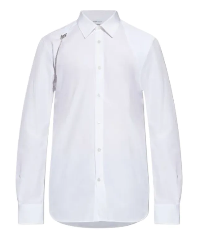 WHITE CHAIN DETAIL BUTTON SHIRT made by Alexander McQueen