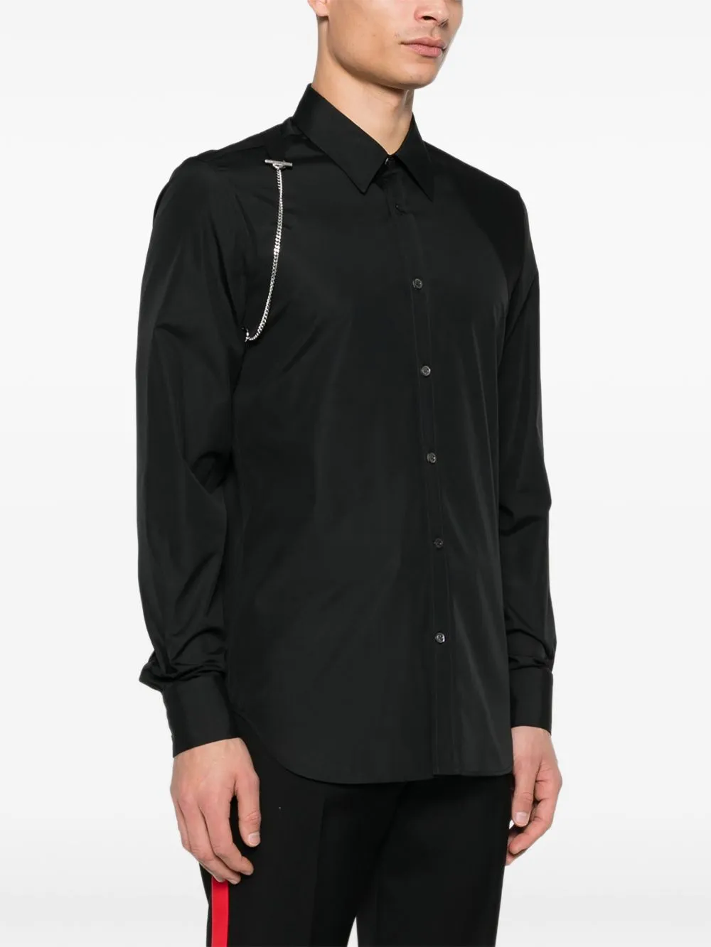 BLACK CHAIN DETAIL BUTTON SHIRT sold by Lord & Taylor product image thumbnail 5
