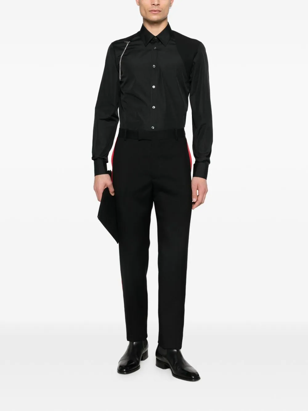 BLACK CHAIN DETAIL BUTTON SHIRT sold by Lord & Taylor product image thumbnail 2