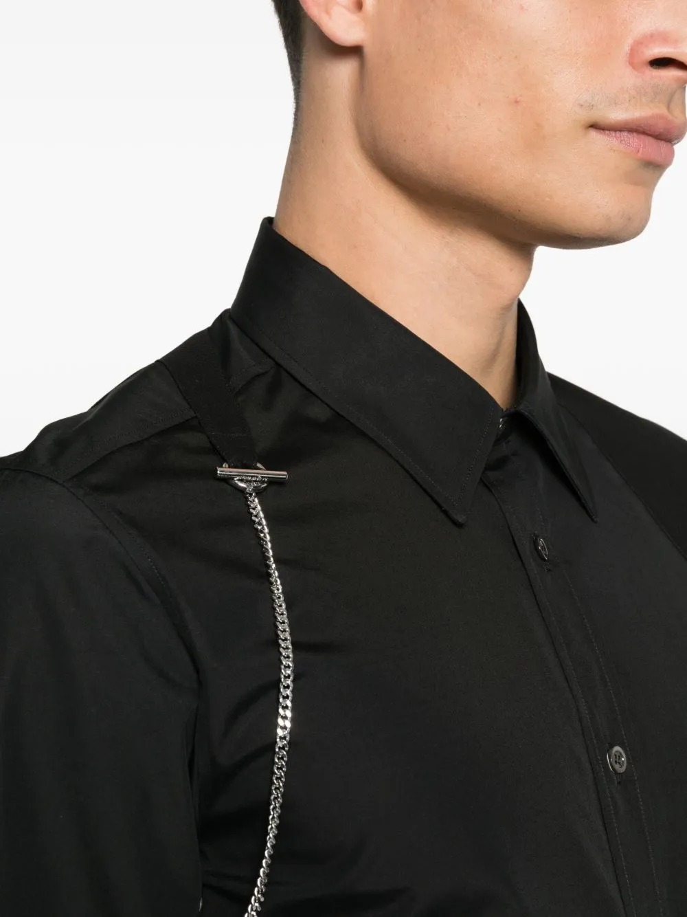 BLACK CHAIN DETAIL BUTTON SHIRT sold by Lord & Taylor product image thumbnail 3