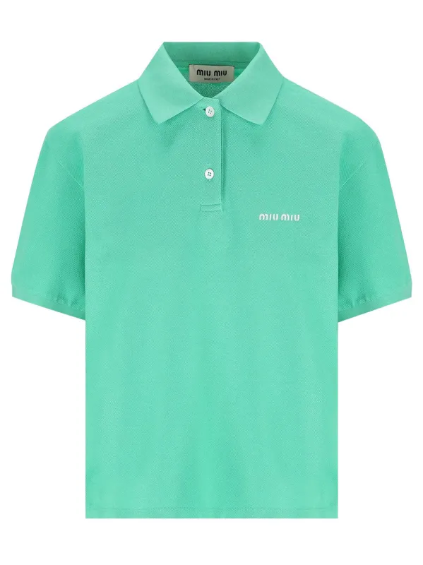 GREEN PIQUET POLO SHIRT made by Miu Miu