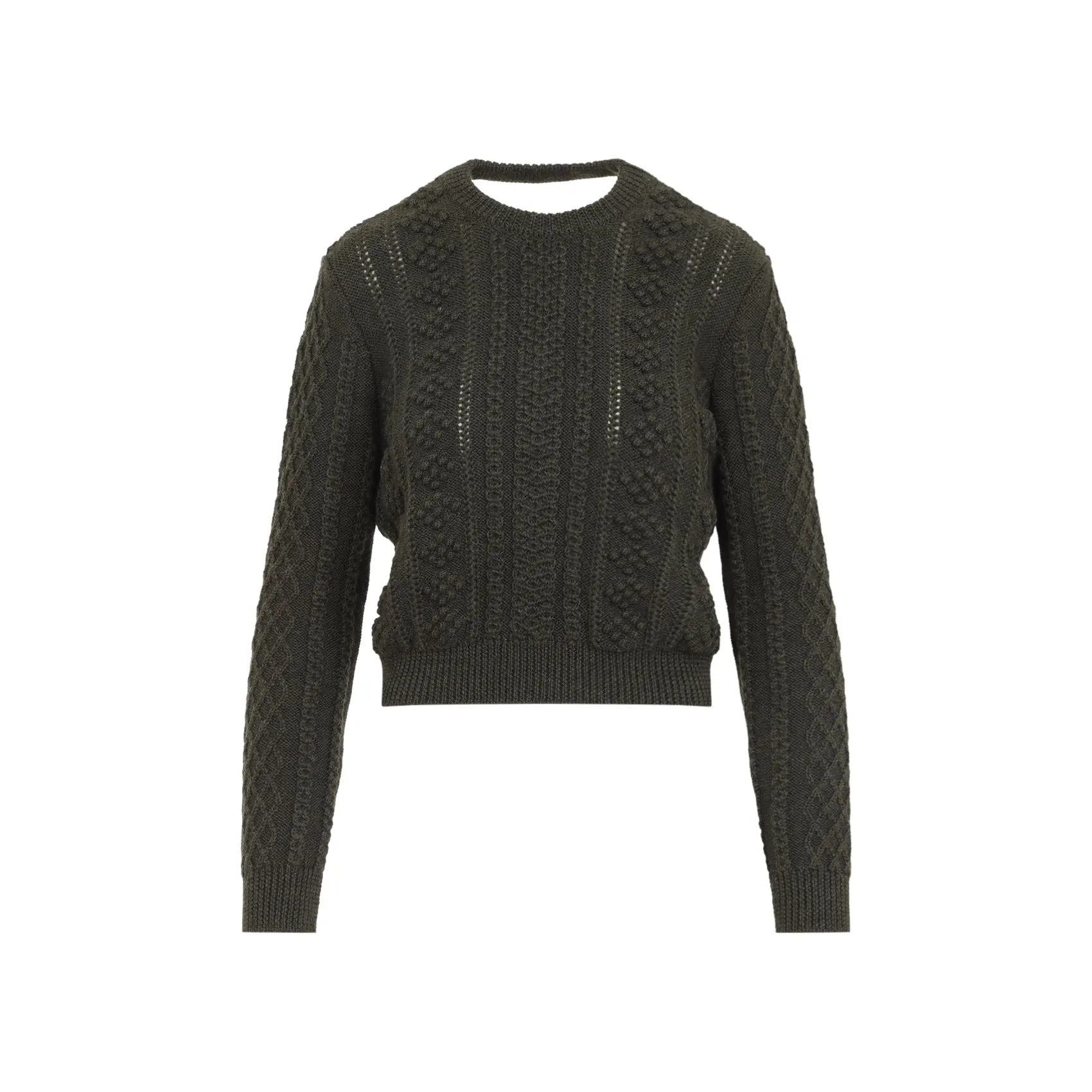 THYME GREEN CABLE-KNIT CROPPED SWEATER sold by Lord & Taylor