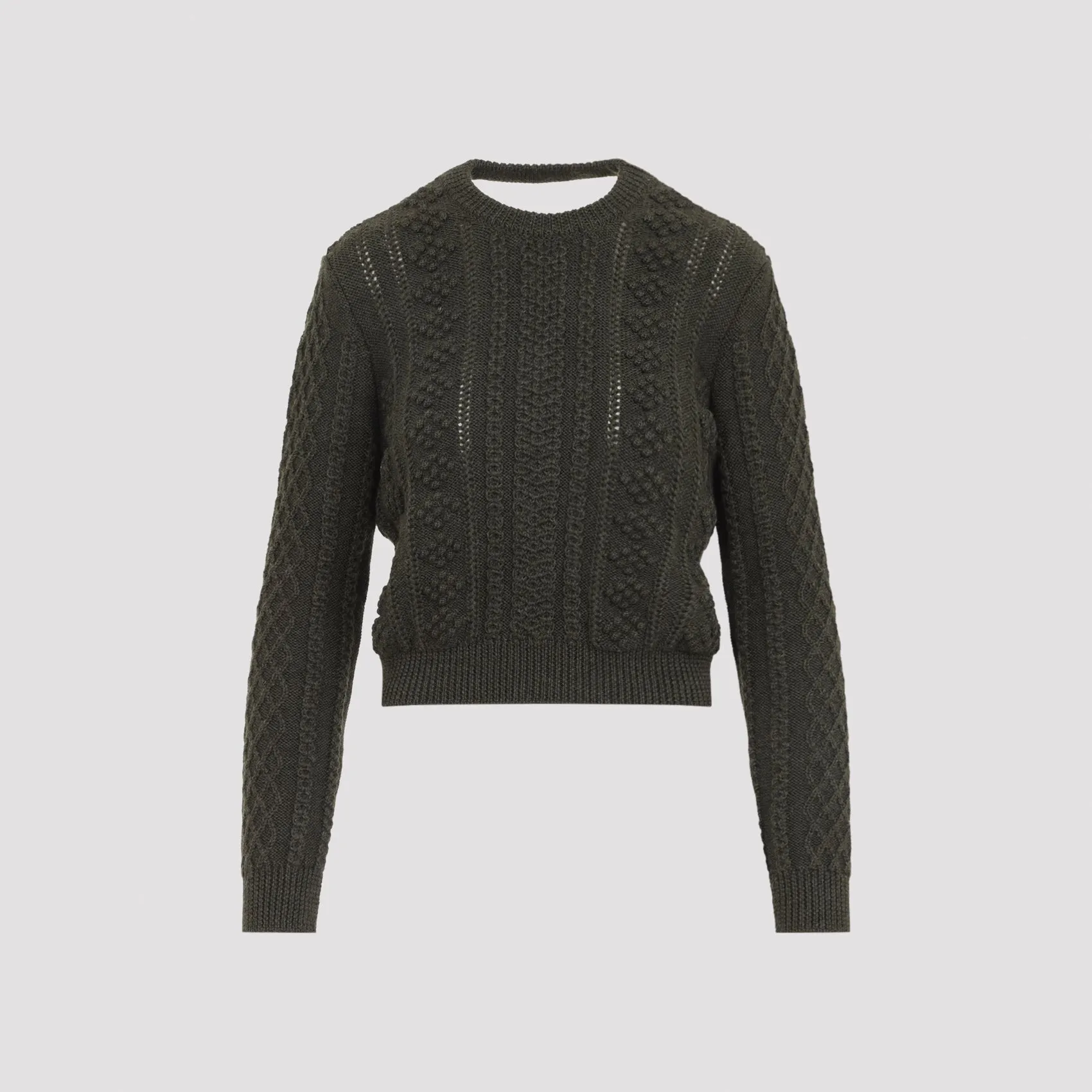 THYME GREEN CABLE-KNIT CROPPED SWEATER sold by Lord & Taylor product image thumbnail 2
