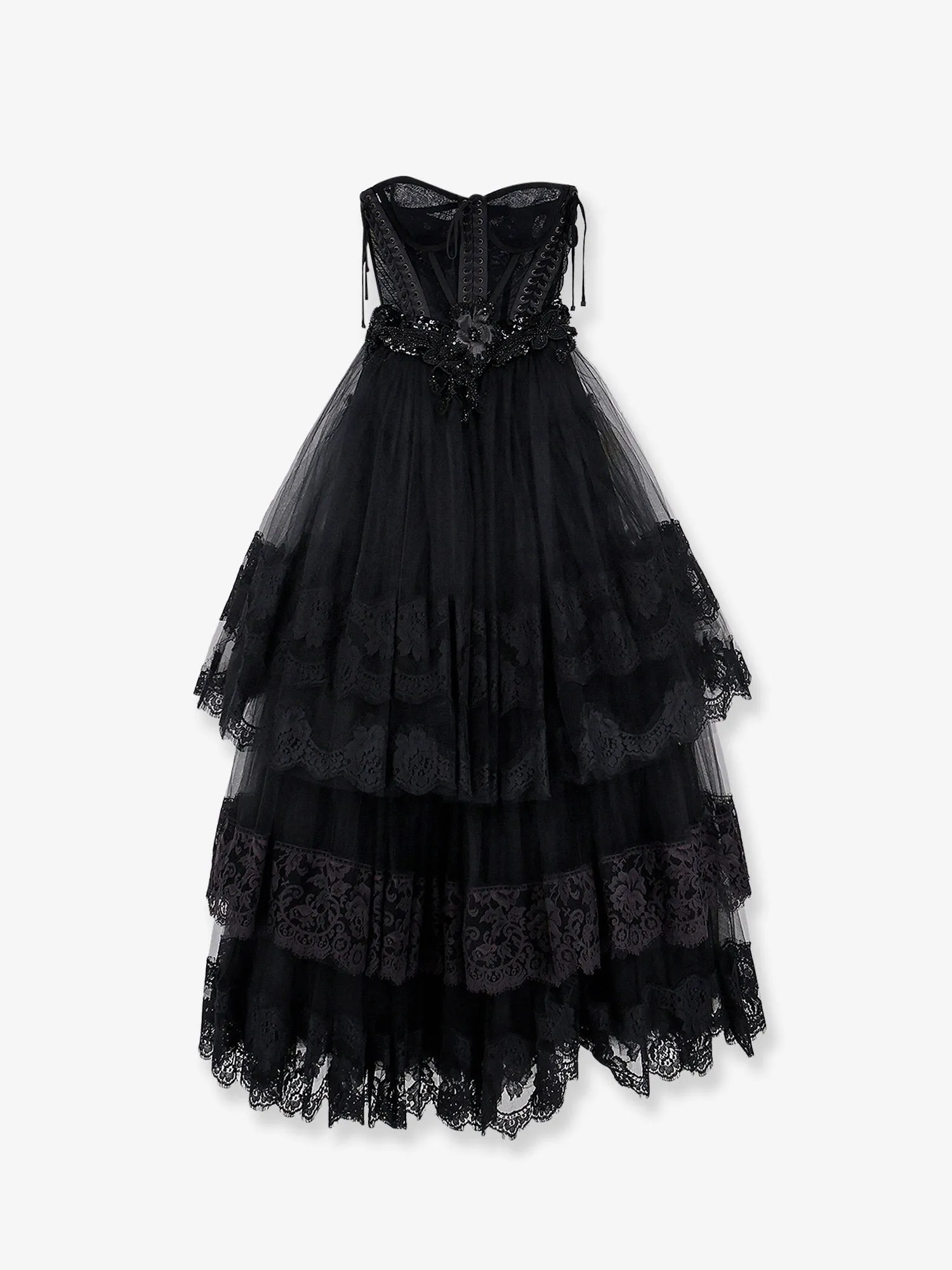 Long Tulle Dress with Bustier — Black sold by Lord & Taylor
