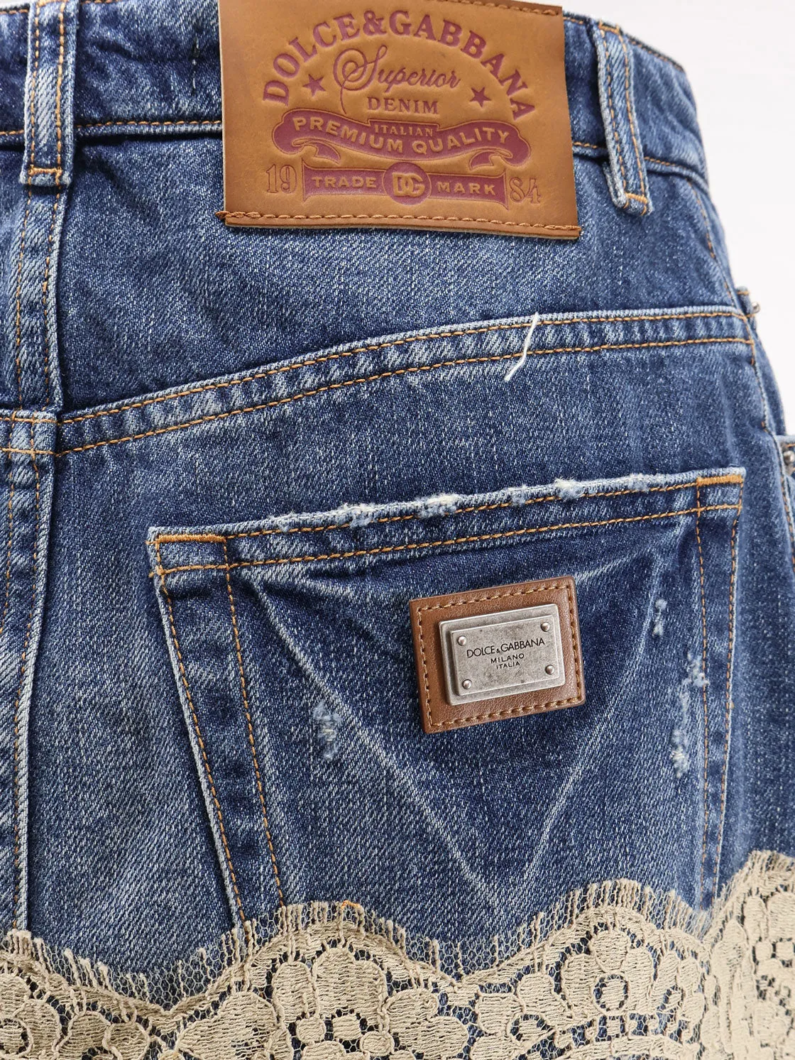 Denim Skirt with Lace Trim sold by Lord & Taylor product image thumbnail 3