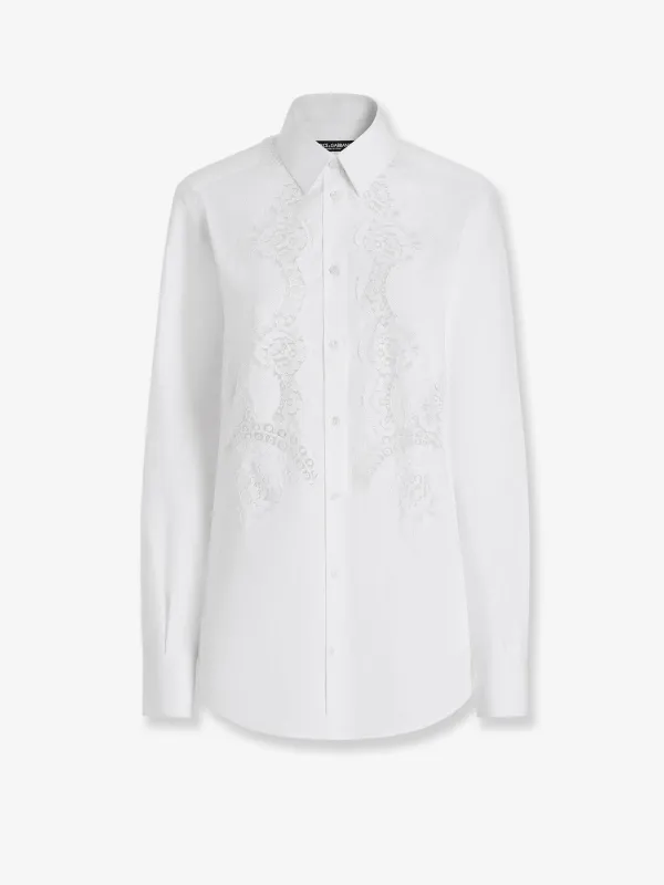 Cotton Shirt with Floral Embroidery made by Dolce & Gabanna