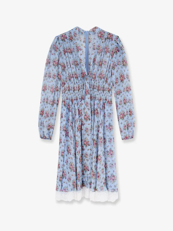 Long Chiffon Dress Blue made by Dolce & Gabanna