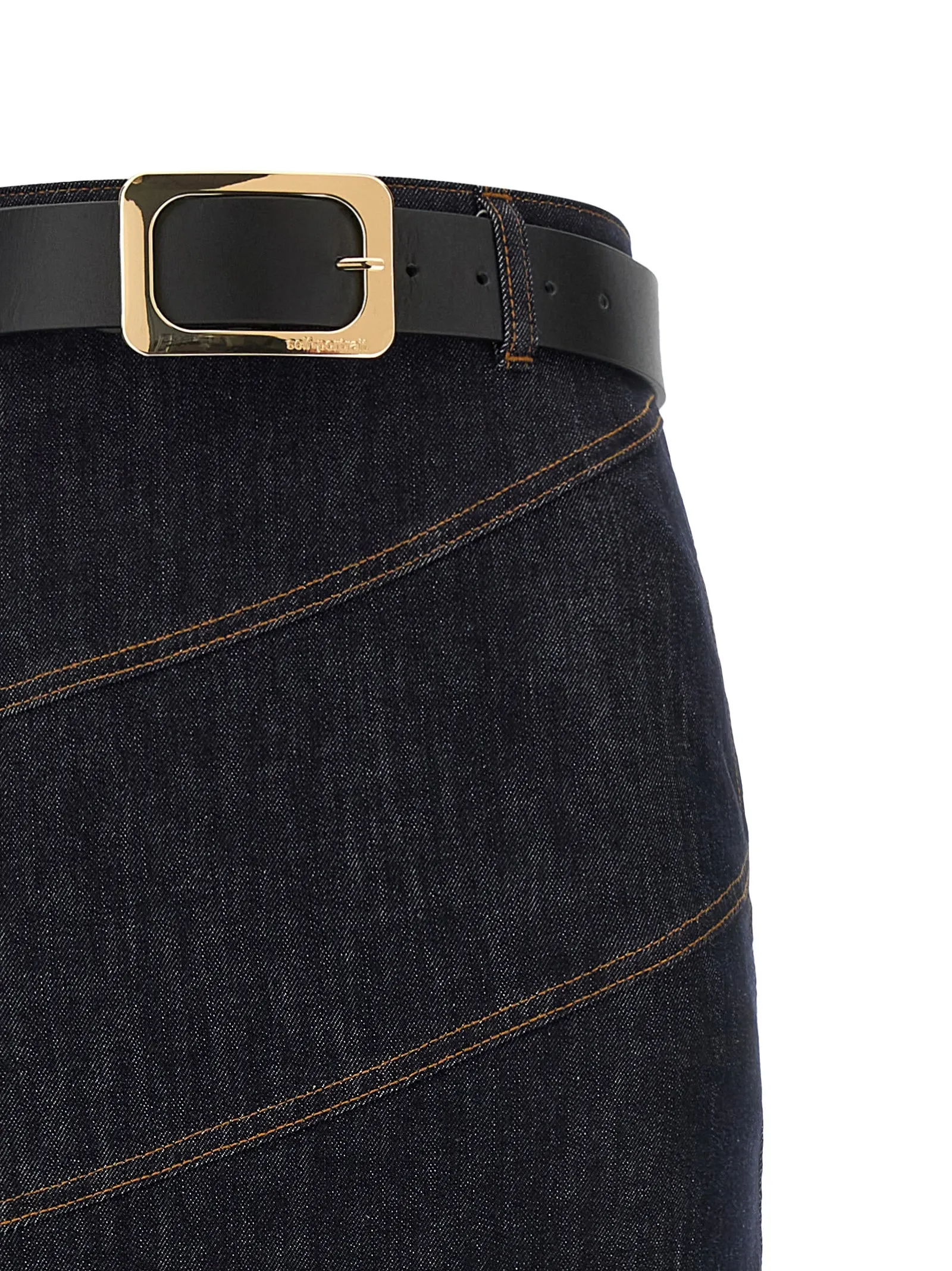 'Indigo Denim Belted Midi' skirt sold by Lord & Taylor product image thumbnail 3