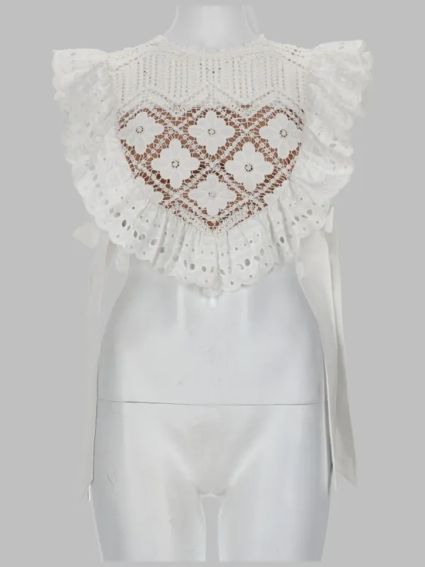 Crop Top in Crochet with Lace Inserts made by Self-Portrait