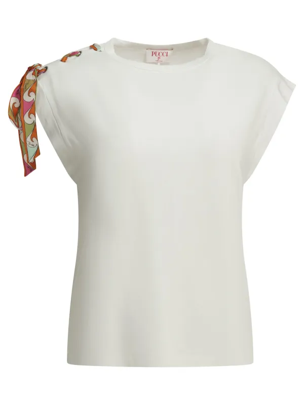 Crew-neck T-shirt with printed detail made by Emilio Pucci