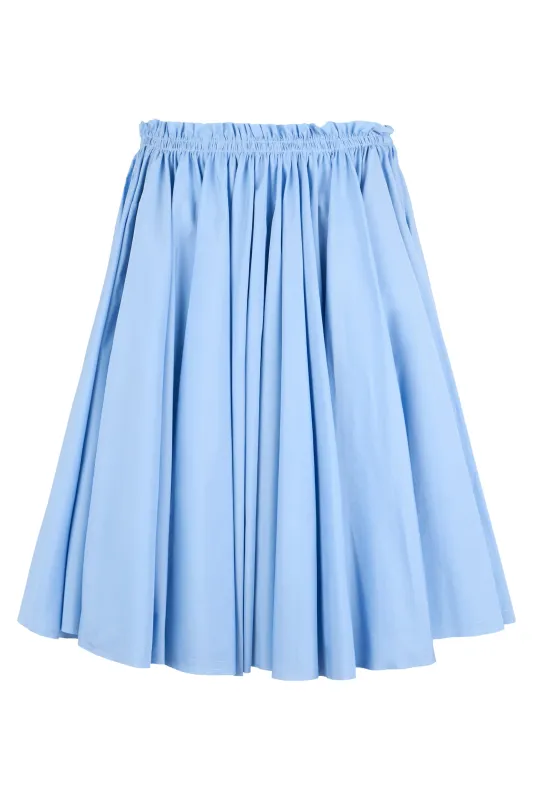 Pleated Cotton Skirt Light Blue made by Ami
