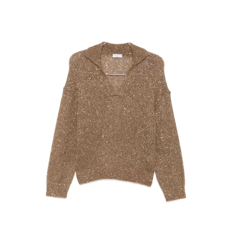 Sweater Brown Mohair-Alpaca made by Brunello Cucinelli
