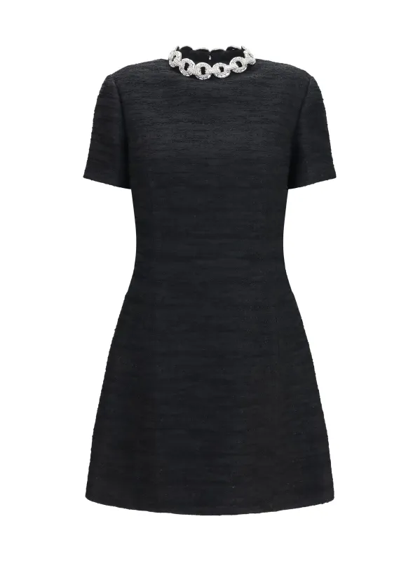 Mini Dress Embroidered Black/Silver made by Valentino