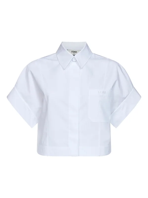 Shirt Cropped Cotton Poplin White made by Fendi