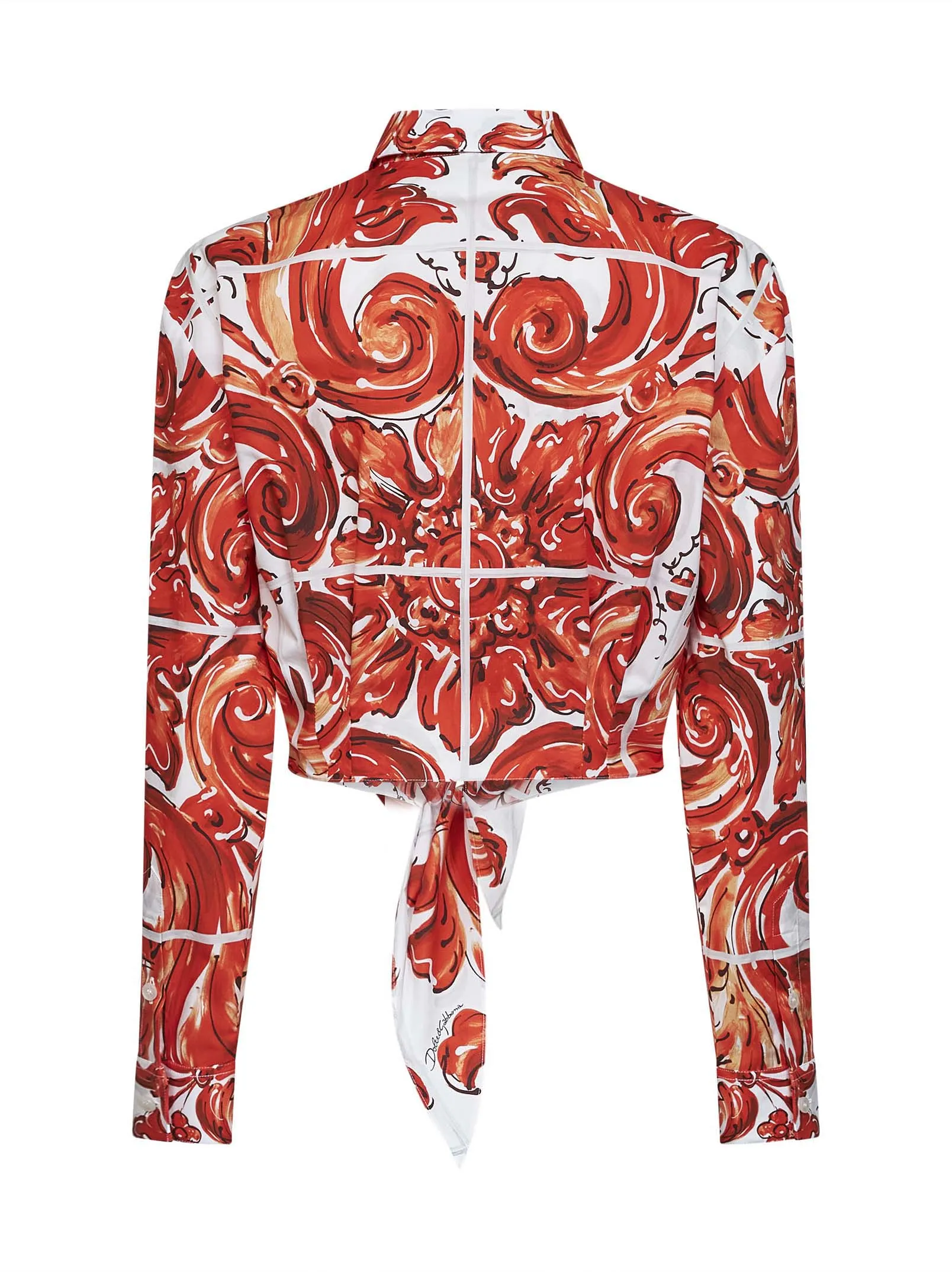 Cropped Maiolica-Print Shirt, Orange sold by Lord & Taylor product image thumbnail 2