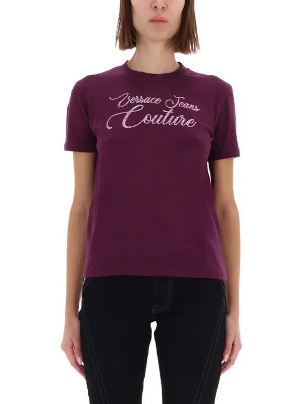 T-Shirt with Logo and Rhinestones made by Versace