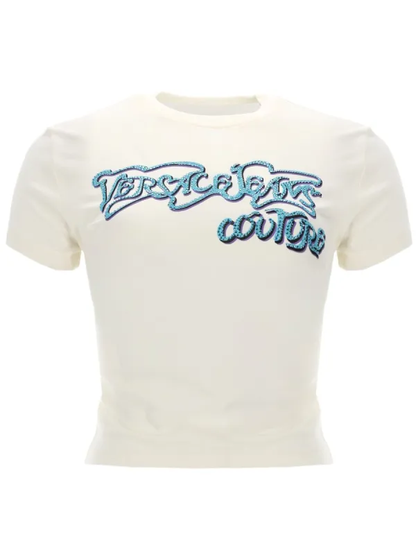 T-shirt with Logo Ivory made by Versace