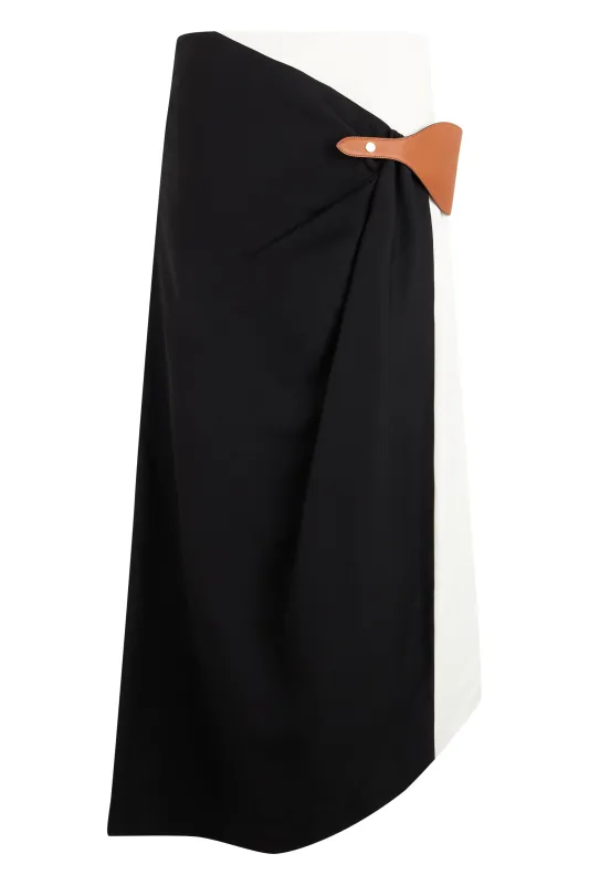 MIDI SKIRT WITH LEATHER INSERT made by Celine