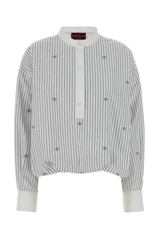 COTTON STRIPED BLOUSE WITH EMBROIDERY made by Gucci