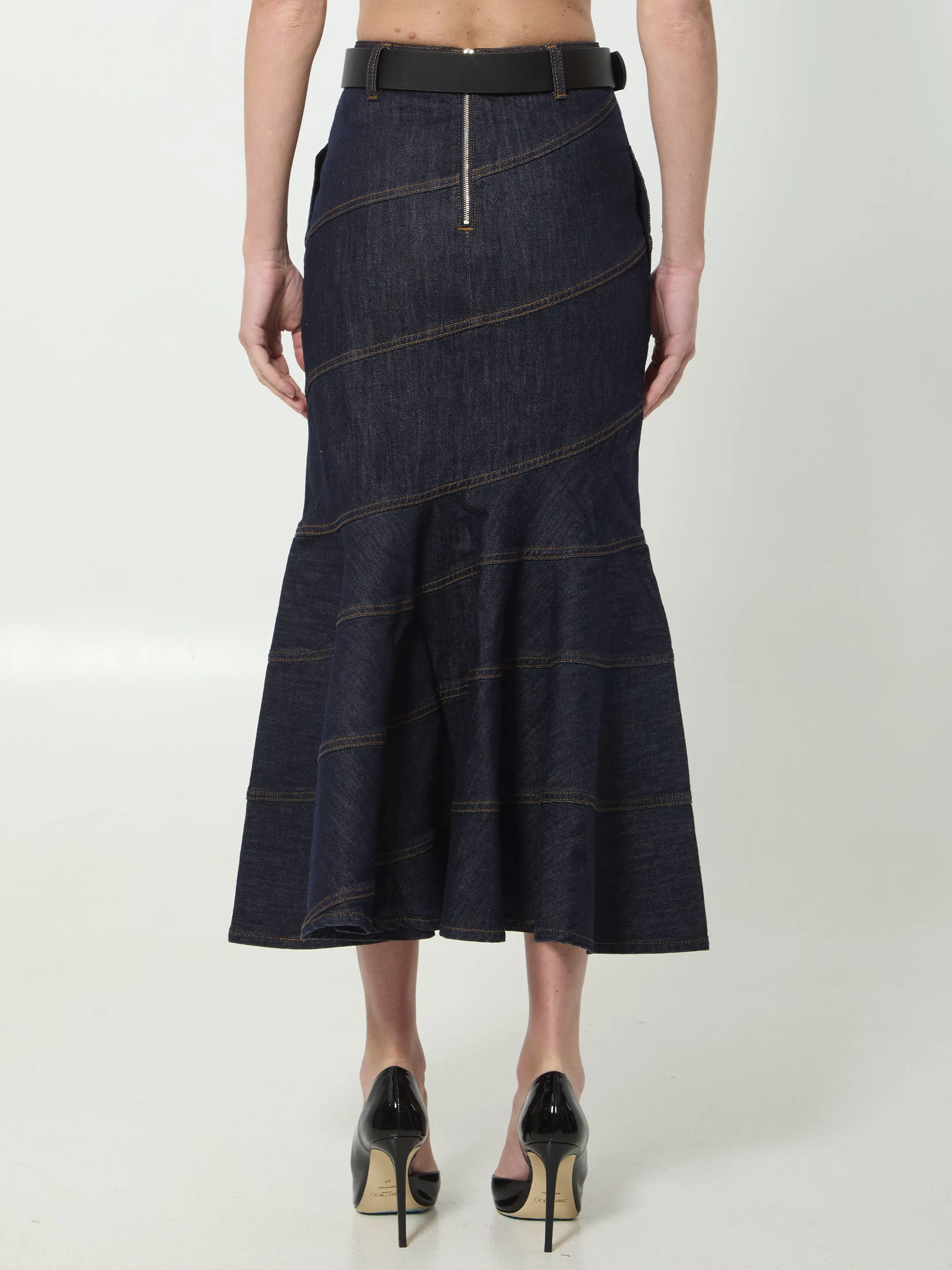 INDIGO DENIM BELTED MIDI SKIRT sold by Lord & Taylor product image thumbnail 4
