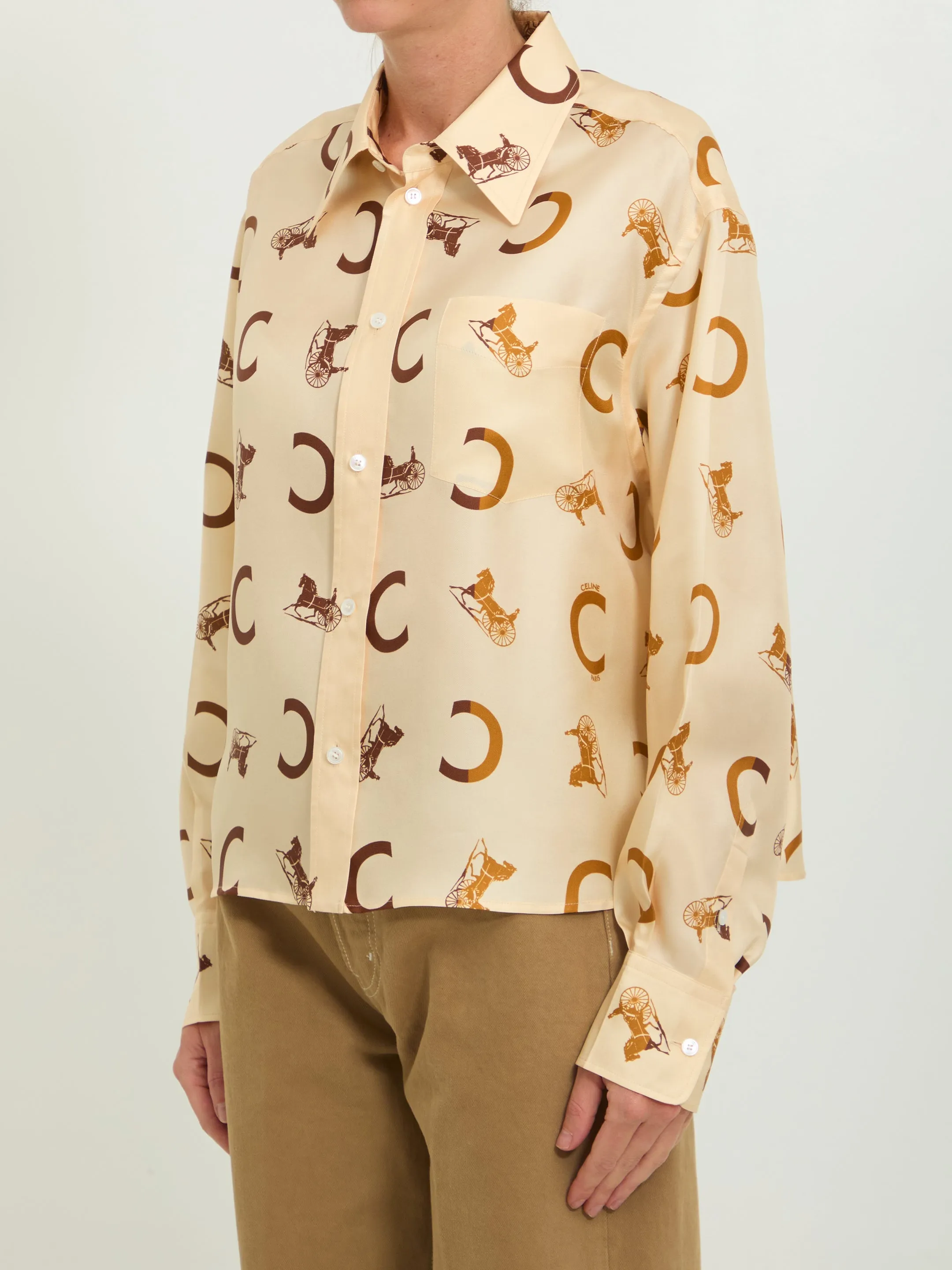 CROPPED SILK TWILL SHIRT sold by Lord & Taylor product image thumbnail 2