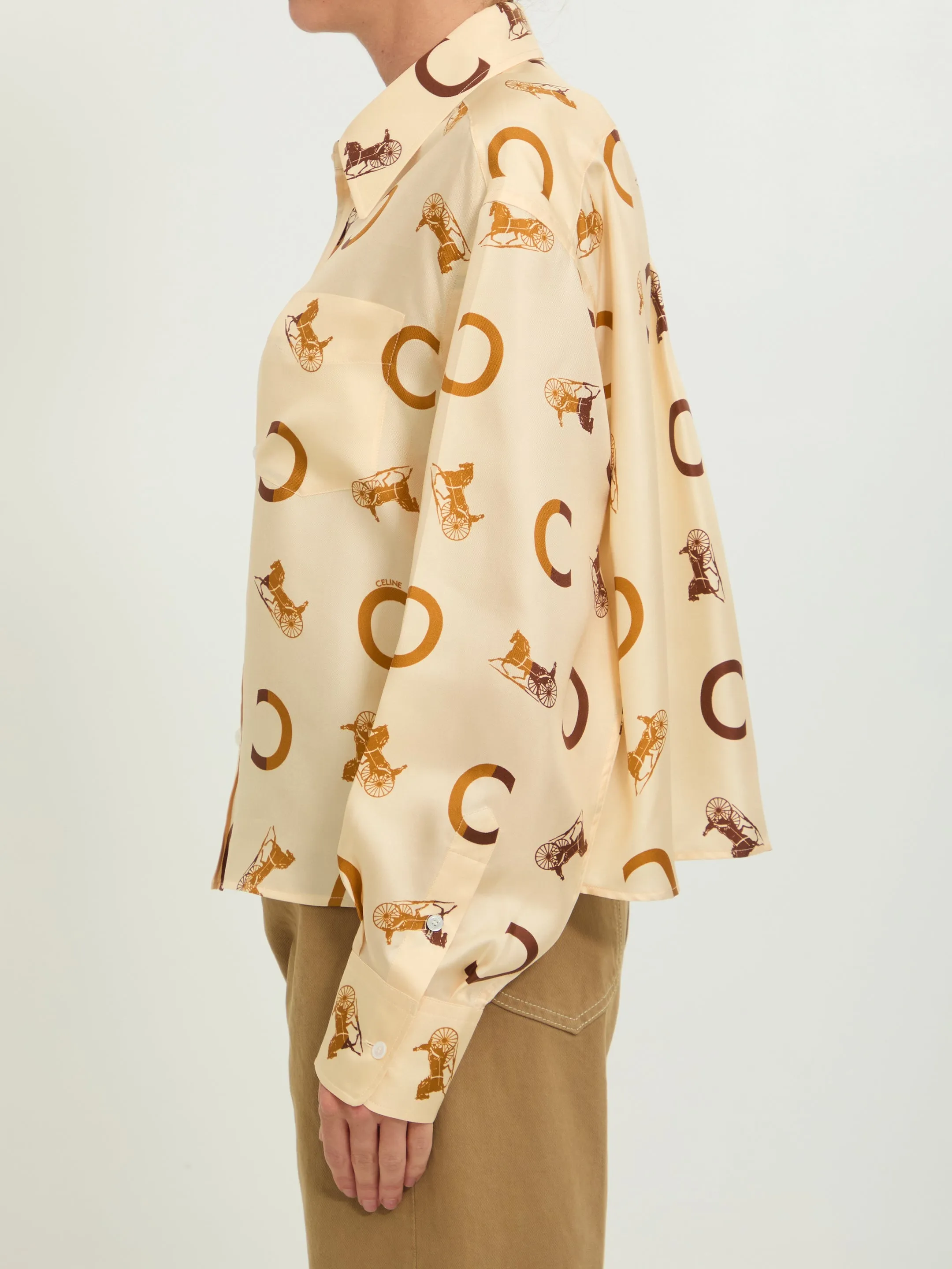 CROPPED SILK TWILL SHIRT sold by Lord & Taylor product image thumbnail 3