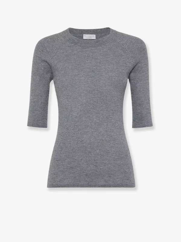 Brunello Cucinelli Cashmere Pullover, Grey with Lurex made by Brunello Cucinelli