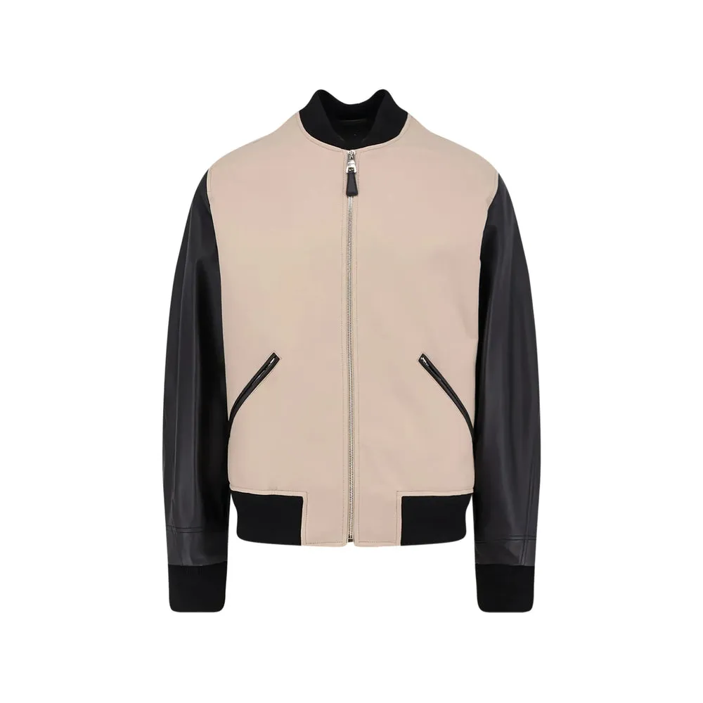 Bomber Jacket Black/Neutrals Leather-Panelled sold by Lord & Taylor