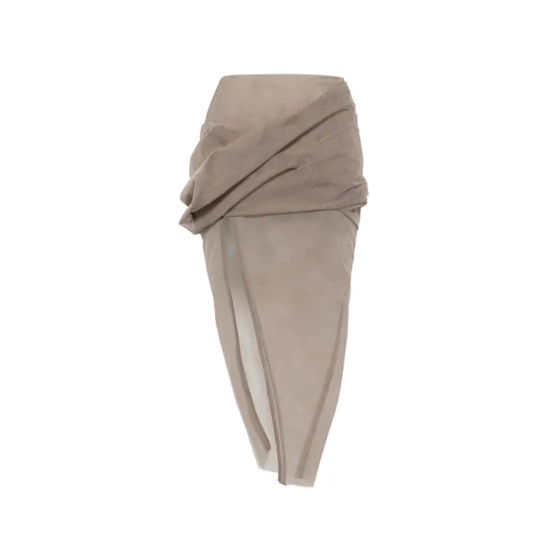 Draped Skirt Grey Recycled Polyamide made by Rick Owens