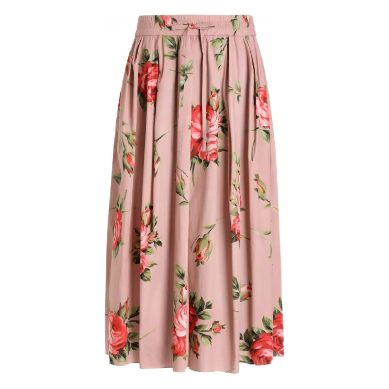 Pleated Cotton Skirt Pink/Red made by Dolce & Gabanna