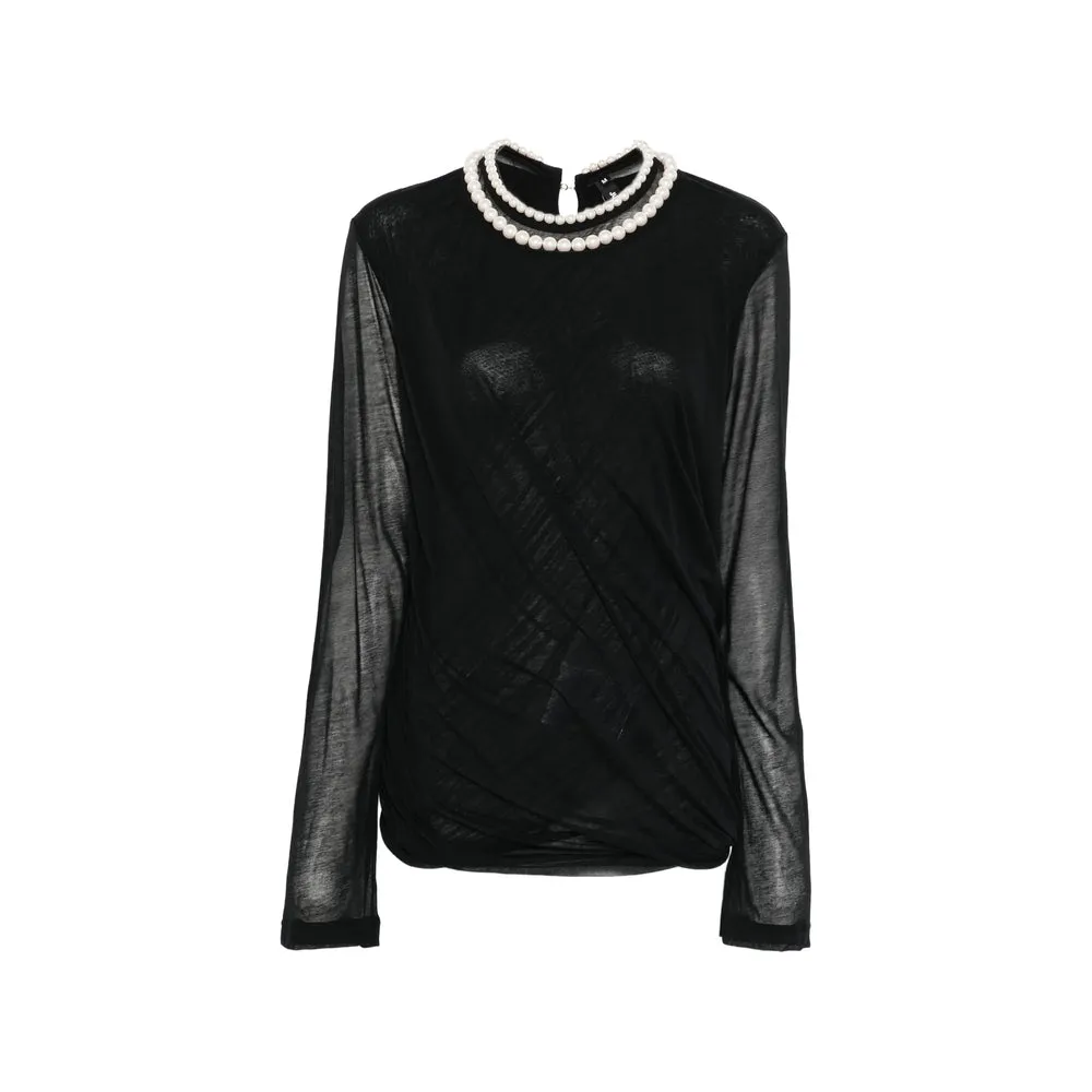 T-shirt with Pearl Embellishment, Black sold by Lord & Taylor
