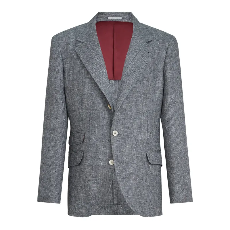 Jacket Grey Silk Blend made by Brunello Cucinelli